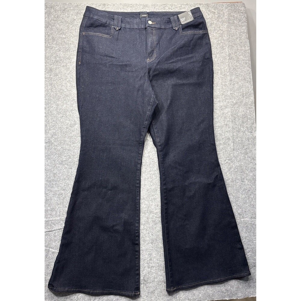 Express 70s Flare Mid Jeans Women’s 18/20 XL Dark Wash Retro Stretch NEW